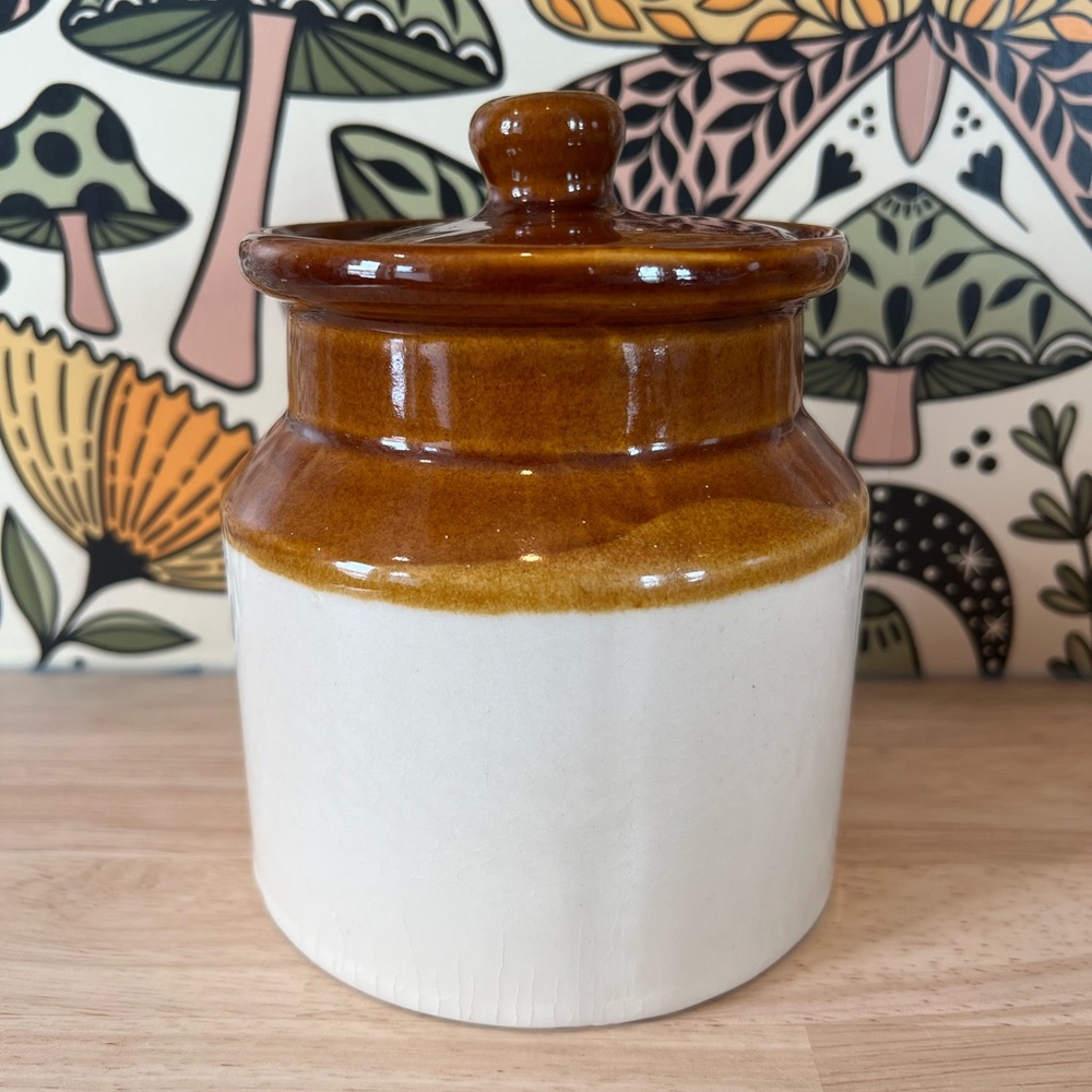 80s Vintage Small Pottery Crock